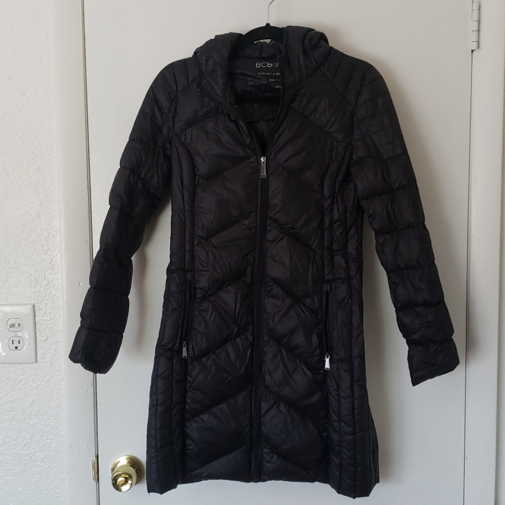 Long Fitted Puffer Jacket with hood